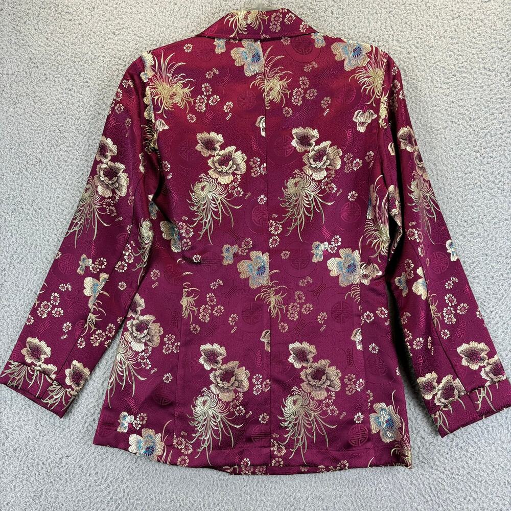 Chicos Jacket Small Embroidered Asian Floral Emboss Lightweight Blazer Sz 0 VTG - Picture 9 of 13
